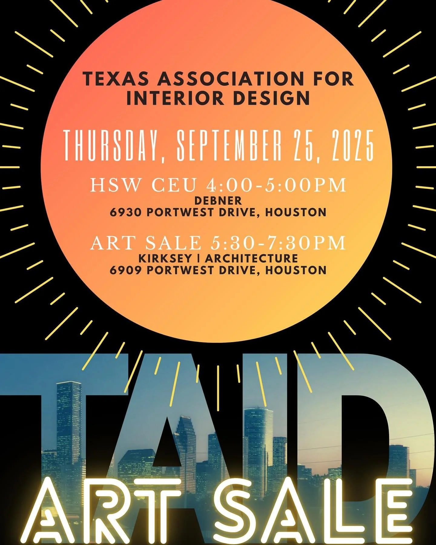 @dirigibledesigns and @studioschlossberg will be in Memphis for another show this year during the #TAIDArtSalehtx2025. This is one of our favorite events each year and I love working on the committee to bring such a friendly and fun night to Houston.