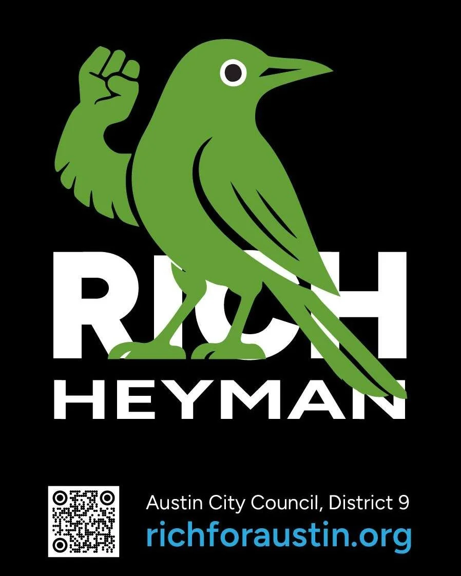 I worked with Rich Heyman to fine tune his campaign branding. We collaborated to create bold graphics with colors that stand out and symbols that are meaningful to his core constituency. 

*What&rsquo;s up with the bird symbol?*

 It&rsquo;s a grackl