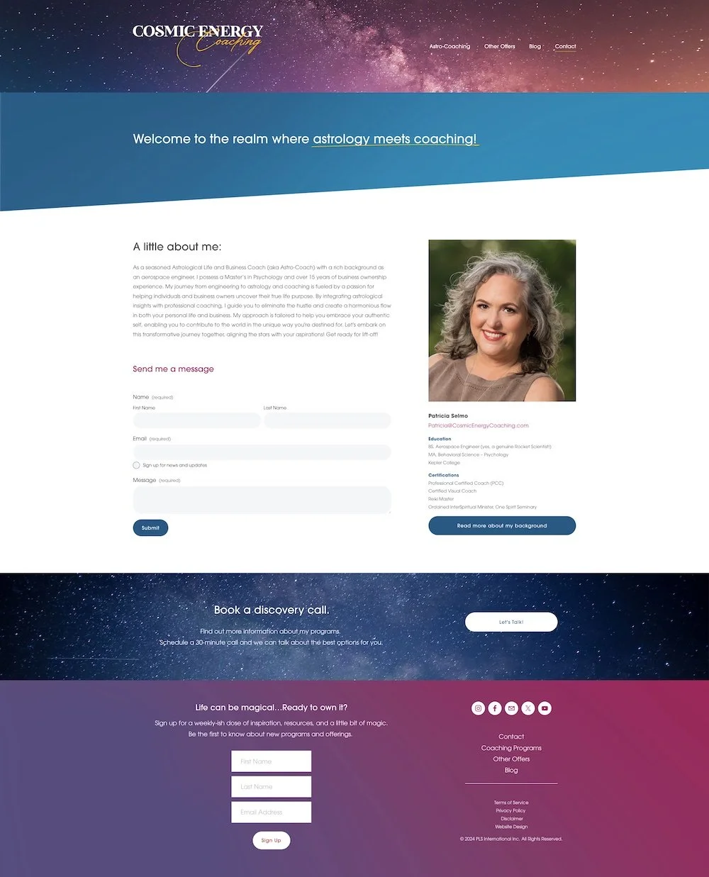 Cosmic Energy Coaching Contact Page