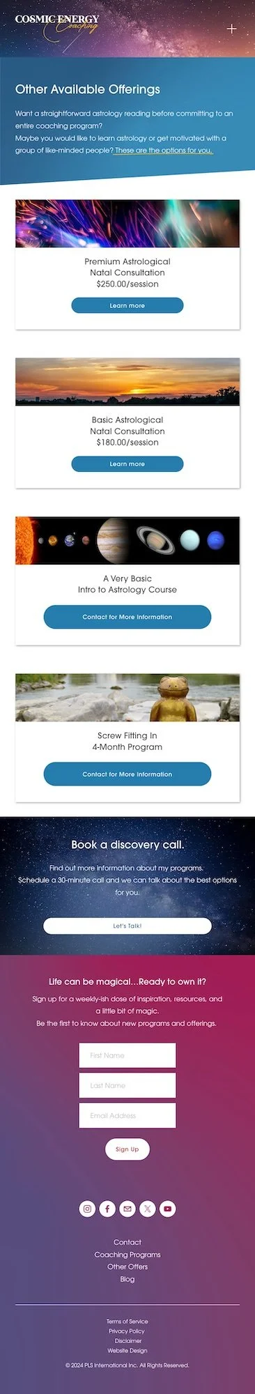 Cosmic Energy Mobile Page