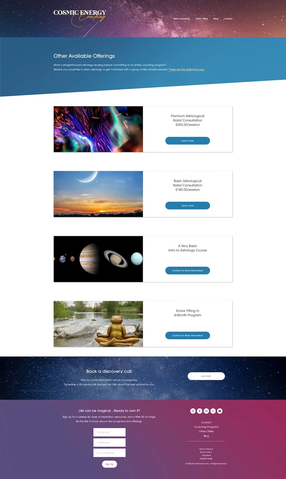 Cosmic Energy Coaching Offers Page