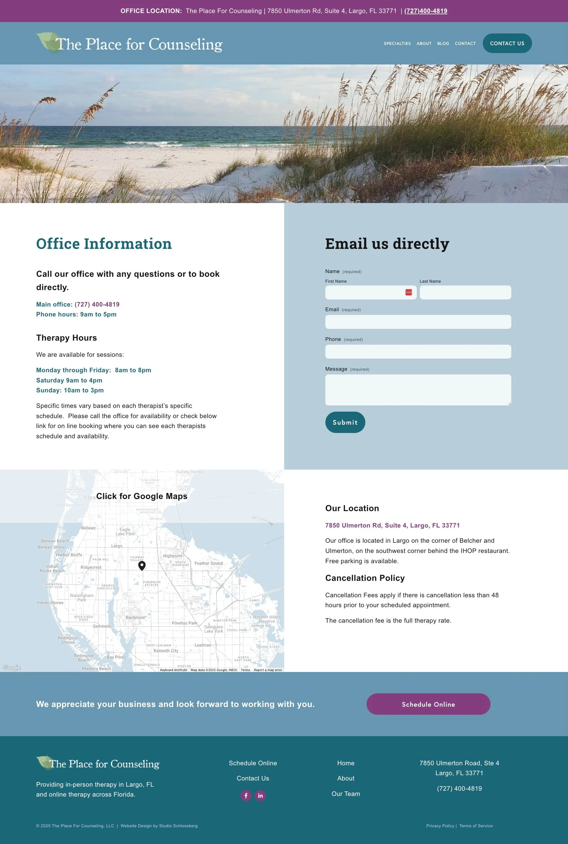 The Place for Counseling Contact Page