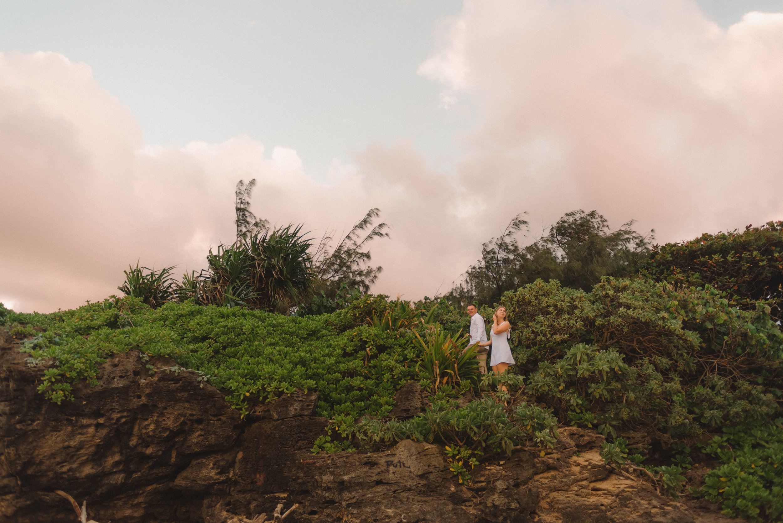 north shore oahu engagement photographer, documentary style, film style but vibrant and colorful, koolina engagement photographer