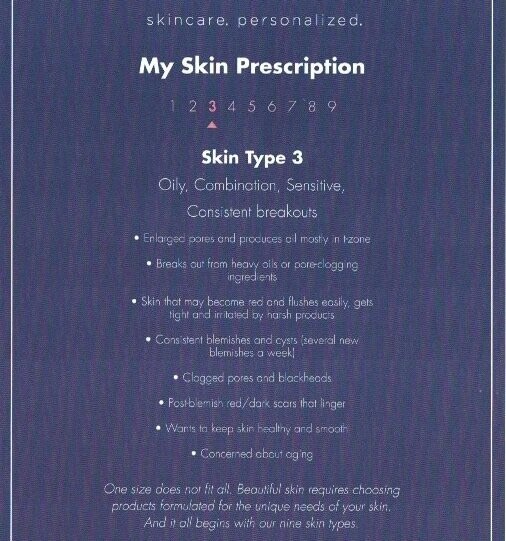Consultation pamphlet describing skin type 3