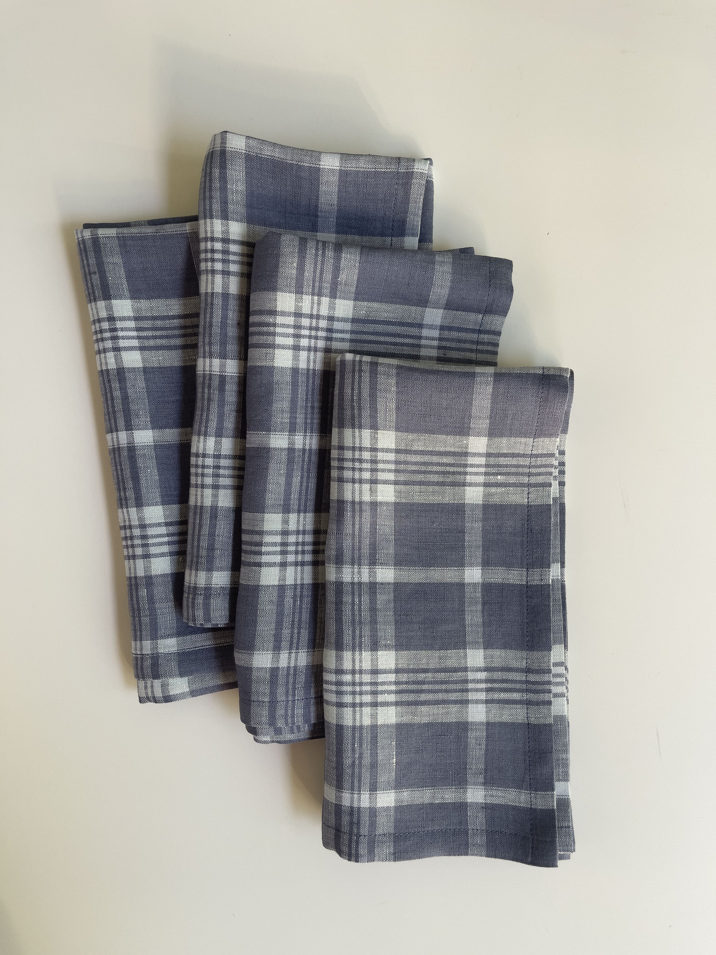 LTD EDITION linen napkins - Gray/Ivory Plaid, Set of 4