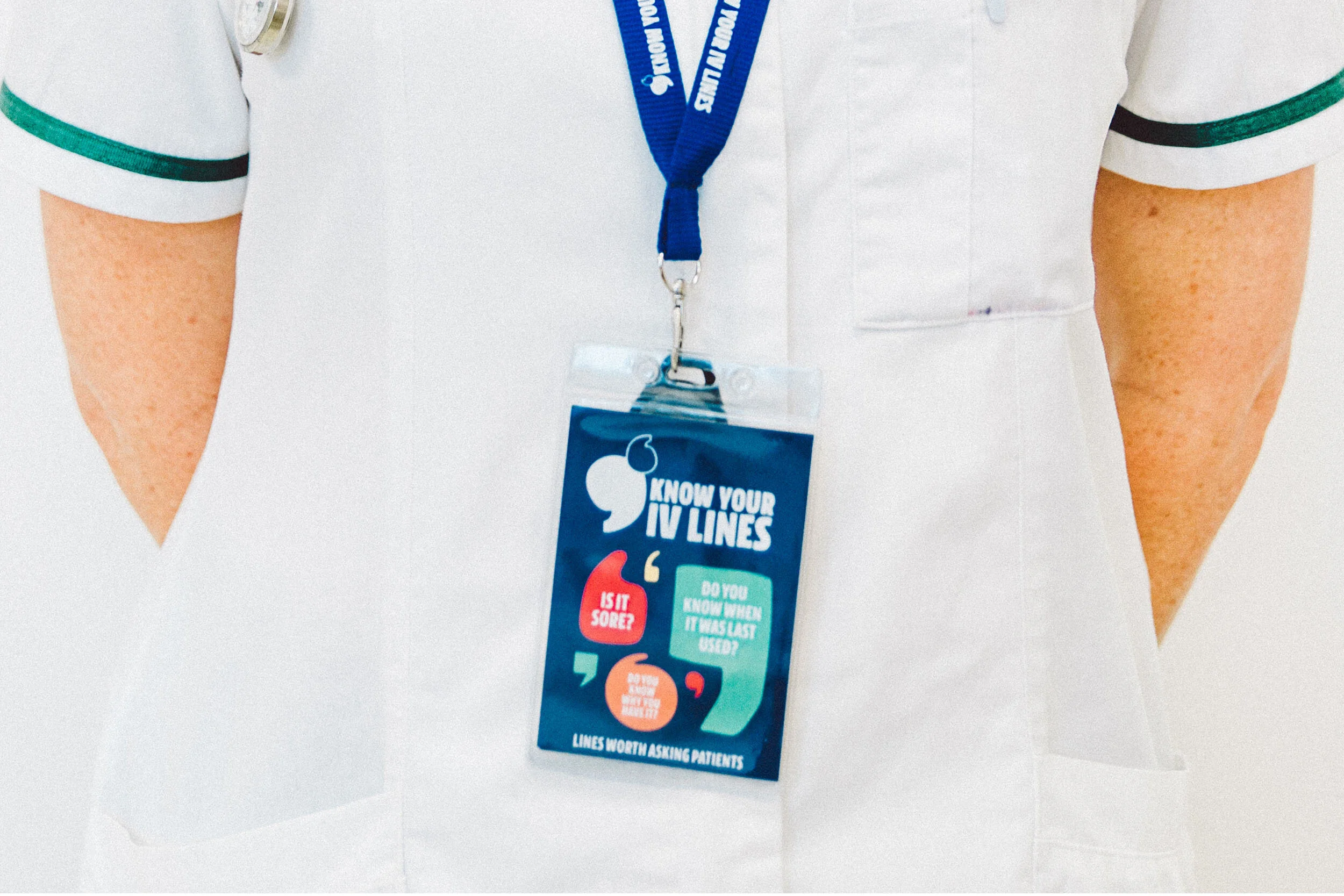 Know your IV lines lanyard design worn by nurse