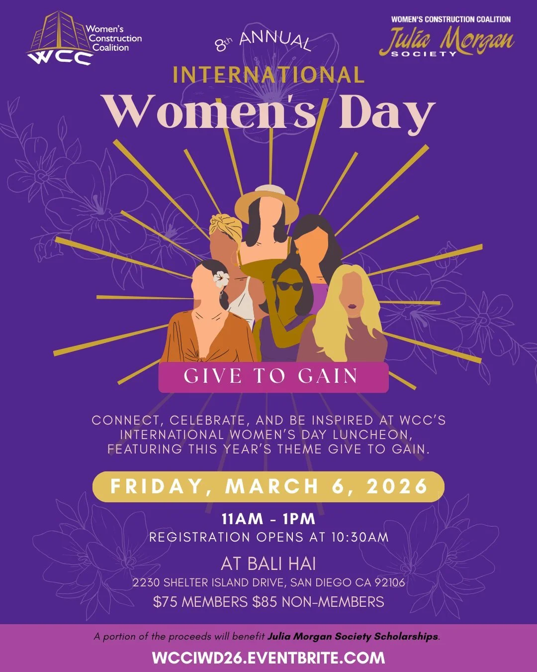 ✨ Celebrate International Women&rsquo;s Day with WCC ✨

Join us for WCC&rsquo;s 8th Annual International Women&rsquo;s Day Luncheon on Friday, March 6, 2026, from 11:00 AM&ndash;1:00 PM (registration opens at 10:30 AM) at the beautiful Bali Hai Resta