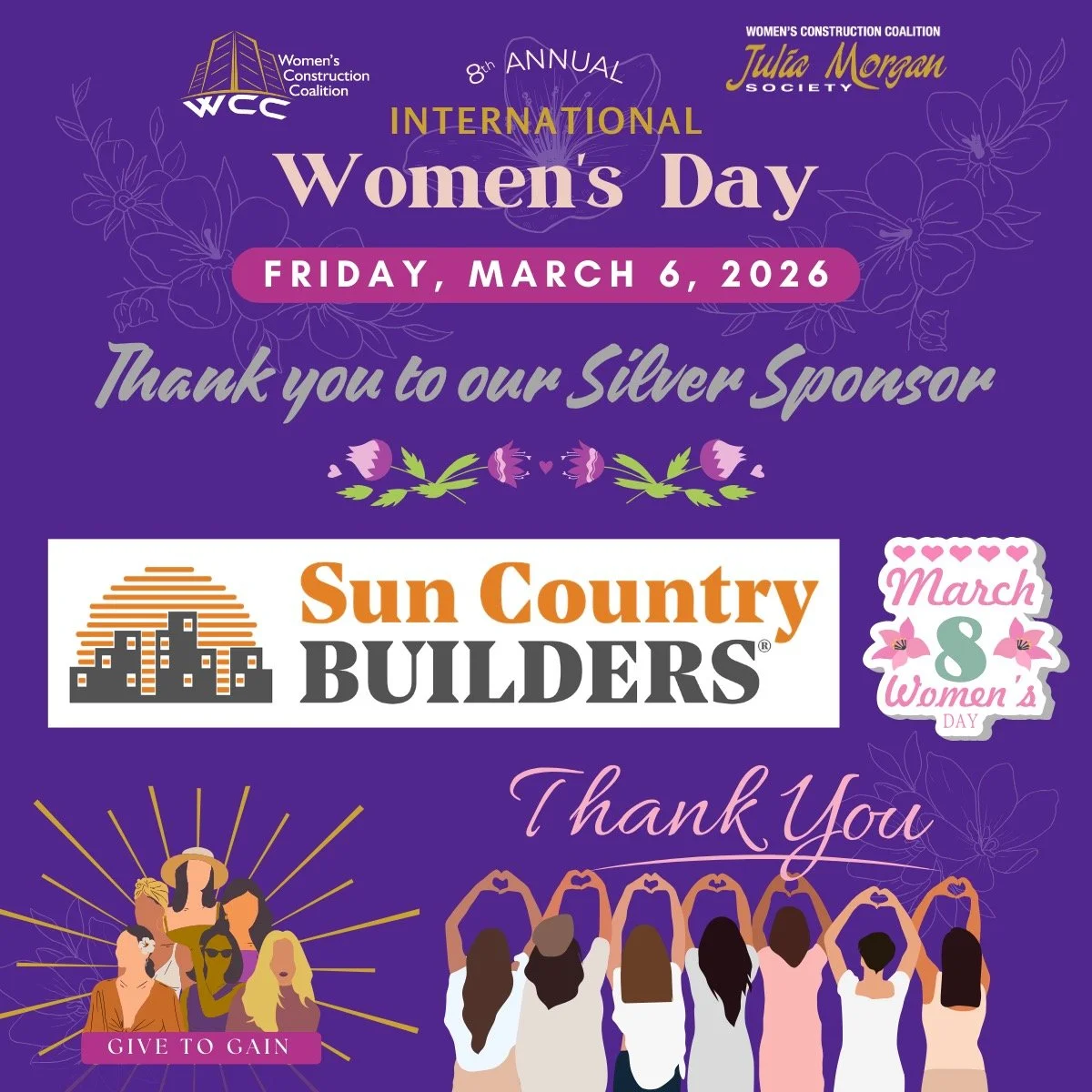 🌸 Appreciating our Silver Sponsor, @suncountrybuilders 

We&rsquo;re proud to highlight Sun Country Builders as a Silver Sponsor of WCC&rsquo;s 8th Annual International Women&rsquo;s Day Luncheon on Friday, March 6, 2026, at Bali Hai Restaurant. Fou