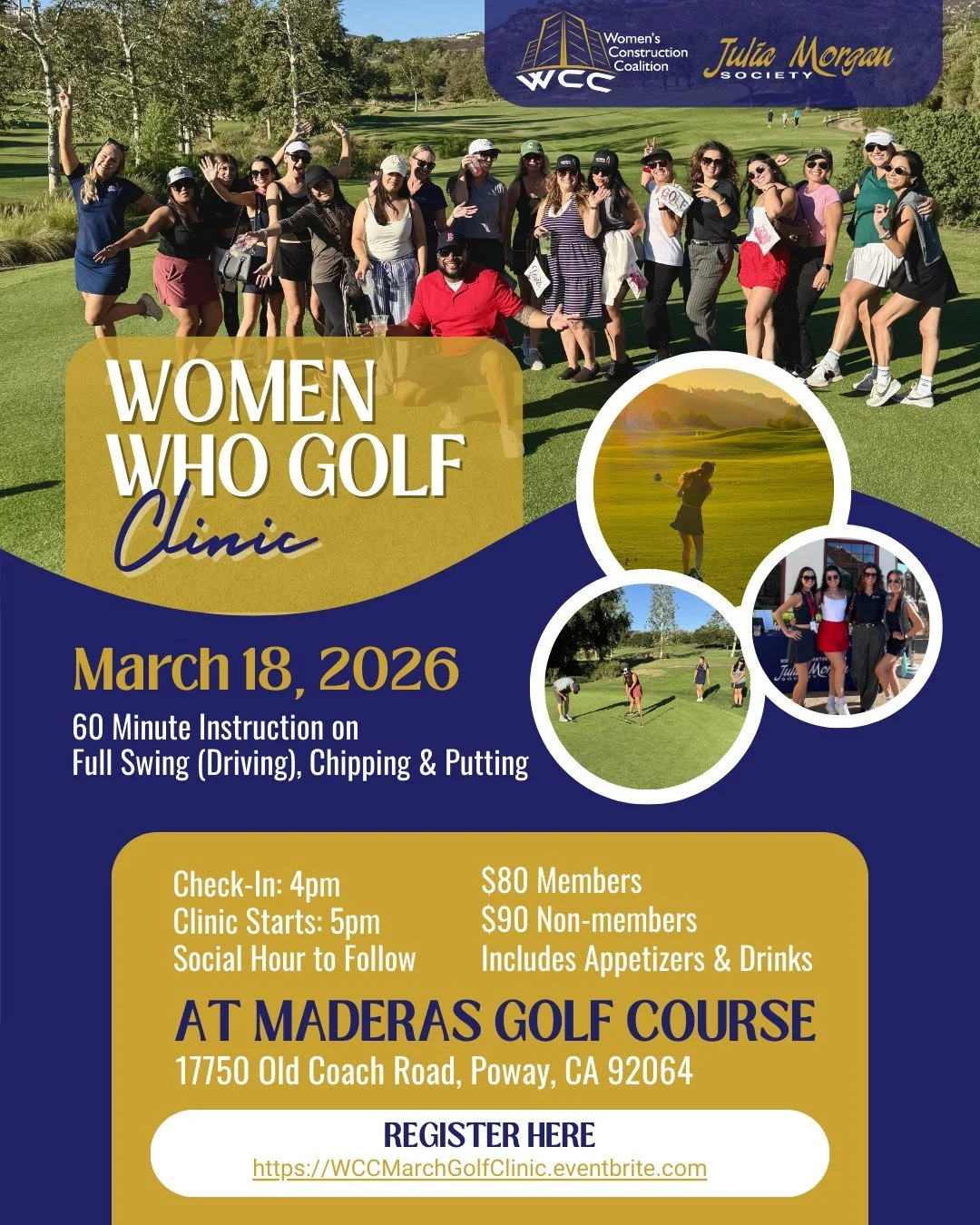 ⛳️ NEXT WEEK - Women Who Golf Clinic ⛳️ Whether you&rsquo;re new to the game or looking to sharpen your skills, join WCC for our Women Who Golf Clinic on March 18, 2026! Enjoy a 60-minute professional instruction covering full swing (driving), chippi