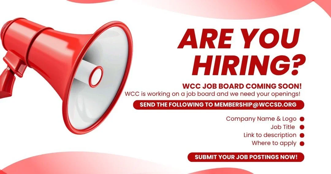 🚧 Are You Hiring? We Want to Hear From You! 👷&zwj;♀️ The WCC Job Board is coming soon, and we&rsquo;re building it with your opportunities! If your company is hiring, send us your open roles and get in front of our incredible network of talented pr