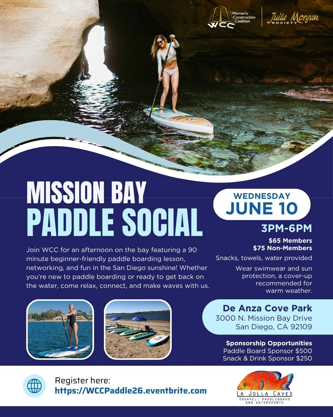 🌊 Grab your board and join WCC for an afternoon on the bay! Join us for a beginner-friendly 90-minute paddle boarding lesson at De Anza Cove Park followed by networking, sunshine, and fun with fellow women in construction. Whether it&rsquo;s your fi