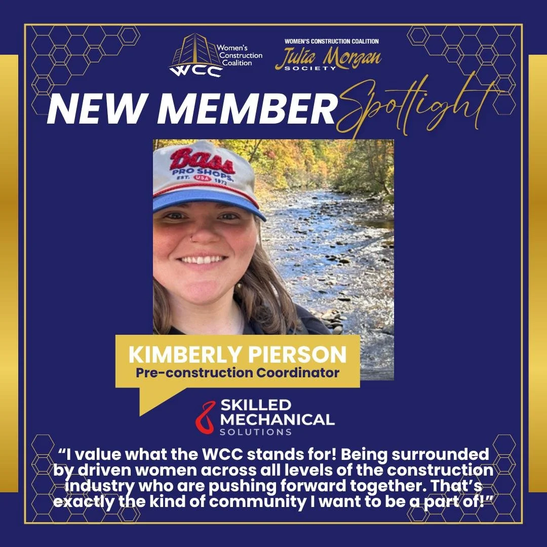 🌟 New Member Spotlight: Welcome, Kimberly Pierson! 🌟 We're excited to welcome Kimberly Pierson, Pre-construction Coordinator at Skilled Mechanical Solutions, to the Women in Construction Coalition! Skilled Mechanical Solutions is a San Diego-based 