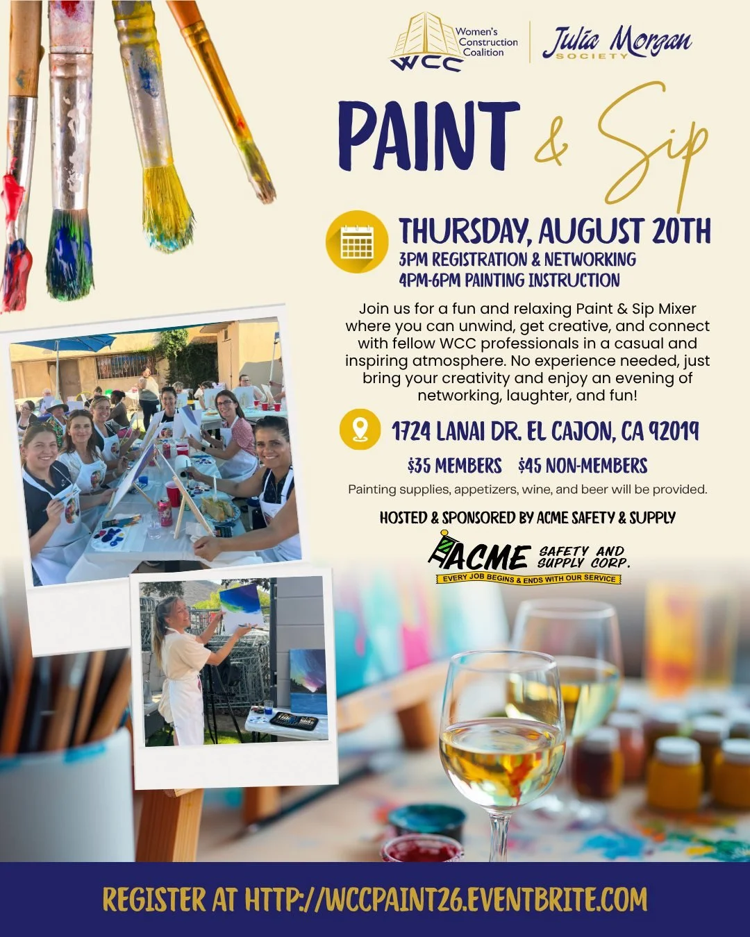 🎨 Get creative, connect, and unwind with WCC! Join us for our Paint &amp; Sip Mixer, hosted and generously sponsored by Acme Safety &amp; Supply. Enjoy an afternoon of networking, guided painting instruction, and great company&mdash;all while suppor