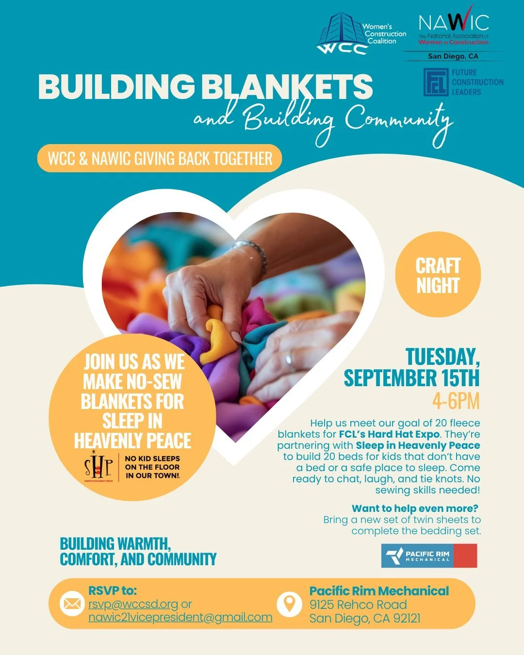 Join WCC and NAWIC as we come together to build warmth, comfort, and community for a great cause!

We&rsquo;re working with Future Construction Leaders, who is partnering with Sleep in Heavenly Peace for their upcoming Hard Hat Expo. FCL will be buil