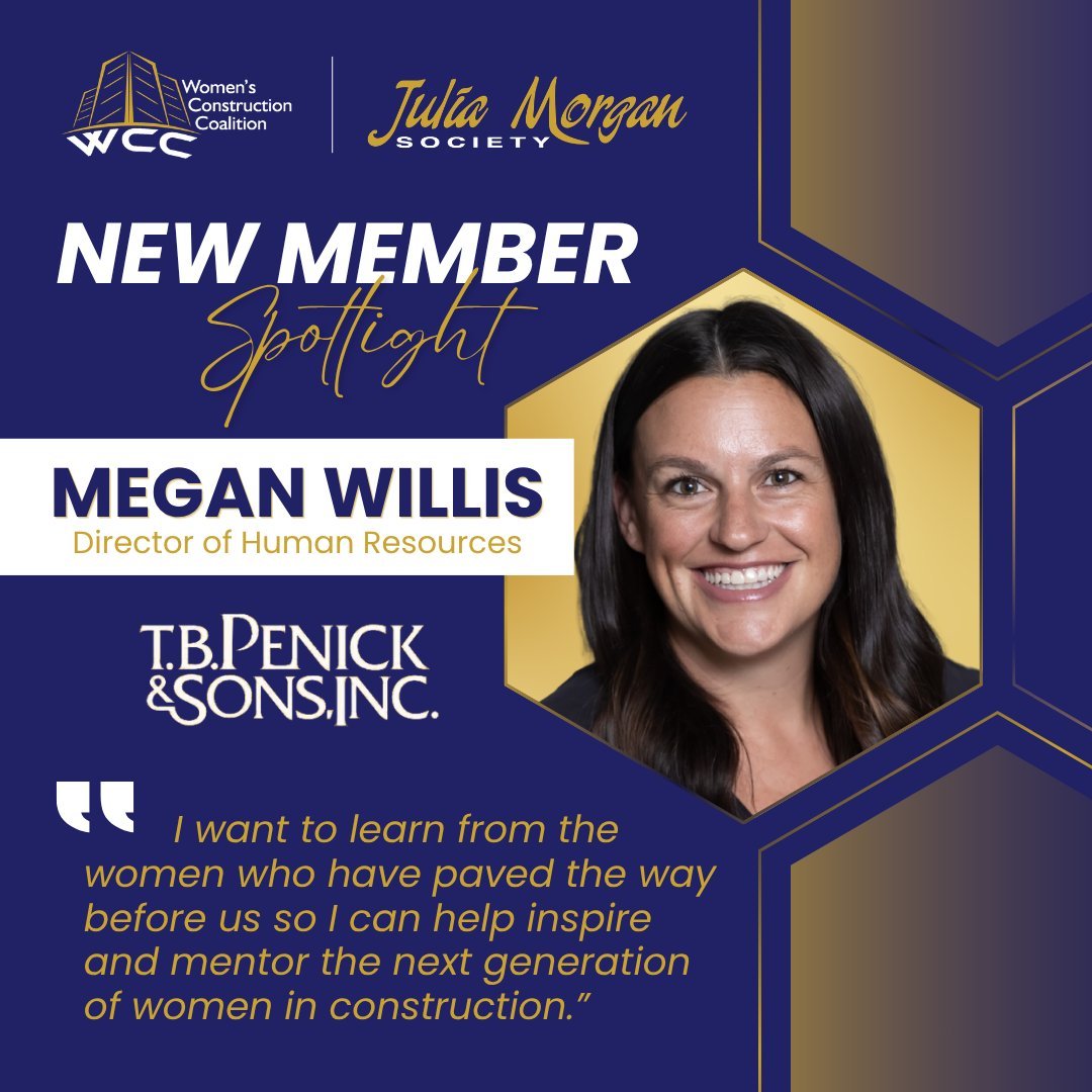🌟 NEW MEMBER SPOTLIGHT: MEGAN WILLIS 🌟 The Women&rsquo;s Construction Coalition is excited to welcome Megan Willis, Director of Human Resources at TB Penick, to WCC! Megan joined WCC because she wants to become more involved in industry events that