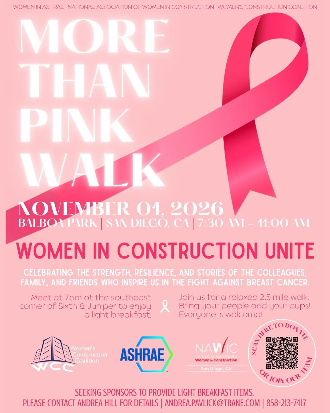 🎀 MORE THAN PINK: Women in Construction Unite This November, the Women&rsquo;s Construction Coalition (WCC) is proud to join forces with NAWIC San Diego and Women in ASHRAE for the More Than Pink Walk &mdash; bringing women across our industries tog