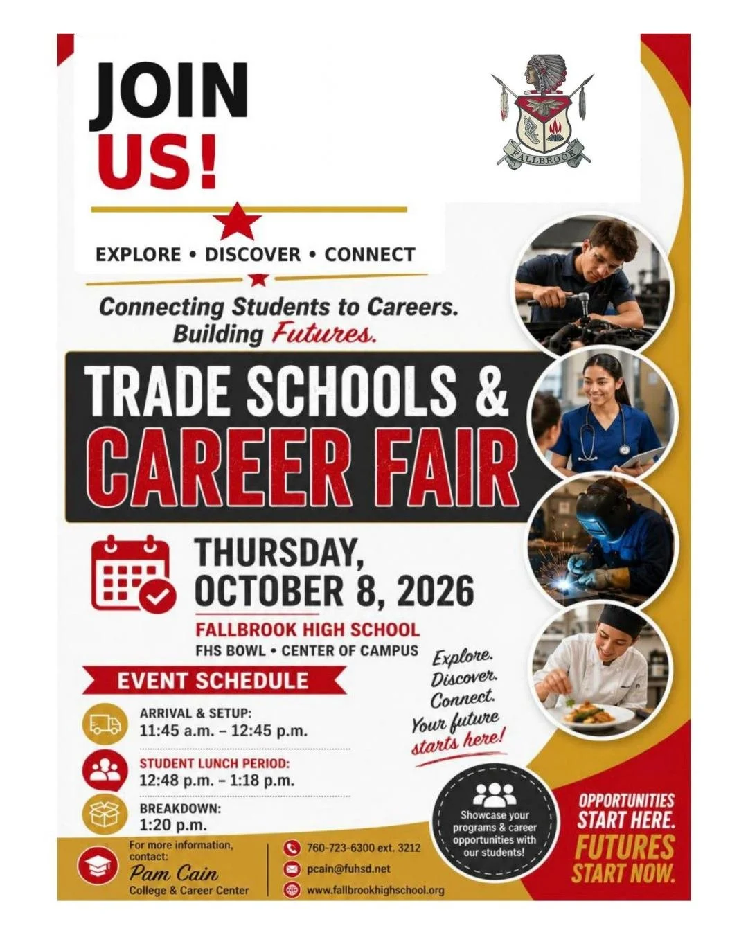 🔨 Connecting Students to Careers. Building Futures. 🔨

WCC is excited to participate in the Trade Schools &amp; Career Fair at Fallbrook High School! We&rsquo;re proud to be part of an event that helps students explore, discover, and connect with c