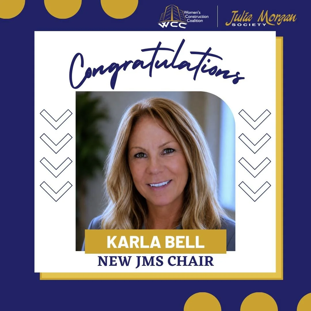 ✨ WELCOME TO JMS, KARLA BELL! ✨ The Women&rsquo;s Construction Coalition is proud to welcome Karla Bell as the new Chair of the Julia Morgan Society (JMS)! With more than 30 years of experience driving strategic growth, product visibility, and busine