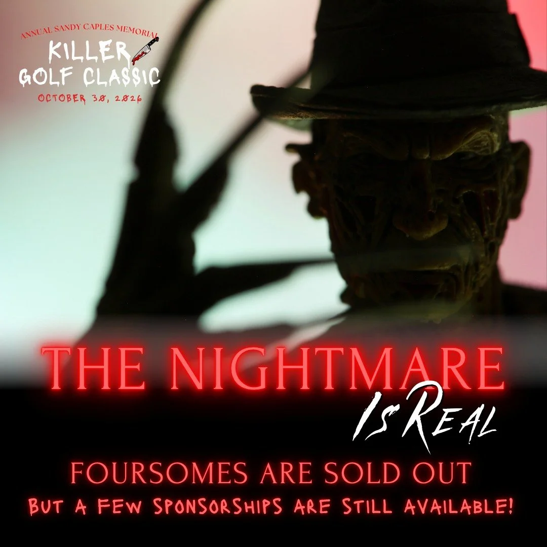 😱 THE NIGHTMARE IS REAL: FOURSOMES ARE SOLD OUT! 🪦⛳ Pinch yourself&hellip; you&rsquo;re not dreaming! Every foursome for the Killer Golf Classic has officially been claimed. But don&rsquo;t wake up screaming just yet! There&rsquo;s still a way to g
