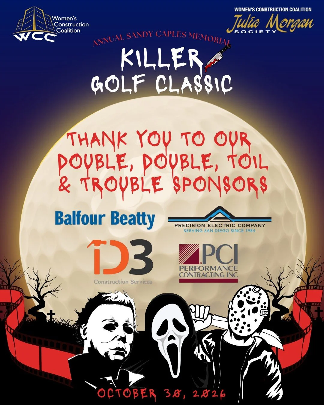 🧙&zwj;♀️ DOUBLE, DOUBLE, TOIL &amp; TROUBLE&hellip; THESE SPONSORS ARE PURE MAGIC! 🎃 A wickedly big THANK YOU to our Double, Double Toil &amp; Trouble Sponsors &mdash; D3 Construction, Balfour Beatty, PCI (Performance Contracting, Inc.), and Precis