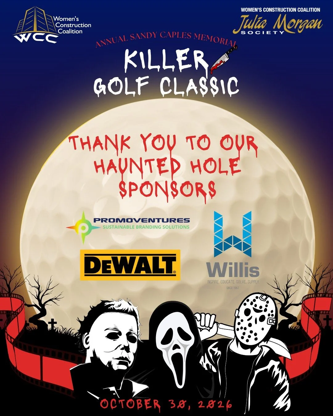 👻 ENTER IF YOU DARE&hellip; MEET SOME OF OUR HAUNTED HOLE SPONSORS! 🎃 Some holes are scarier than others, but we&rsquo;re lucky to have sponsors who make this killer event possible! A huge thank-you to Willis, DEWALT, and PromoVentures for supporti