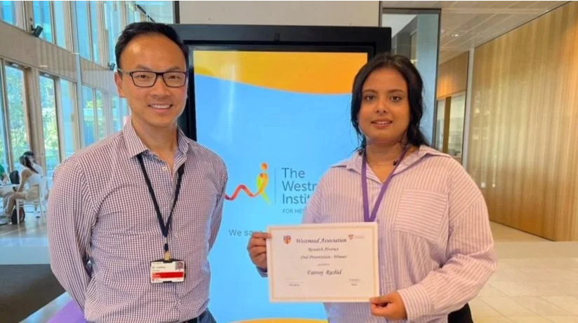 Congratulations Fairooj for winning the Best Research Oral Presentation award at the Westmead Association Hospital Week Symposium!