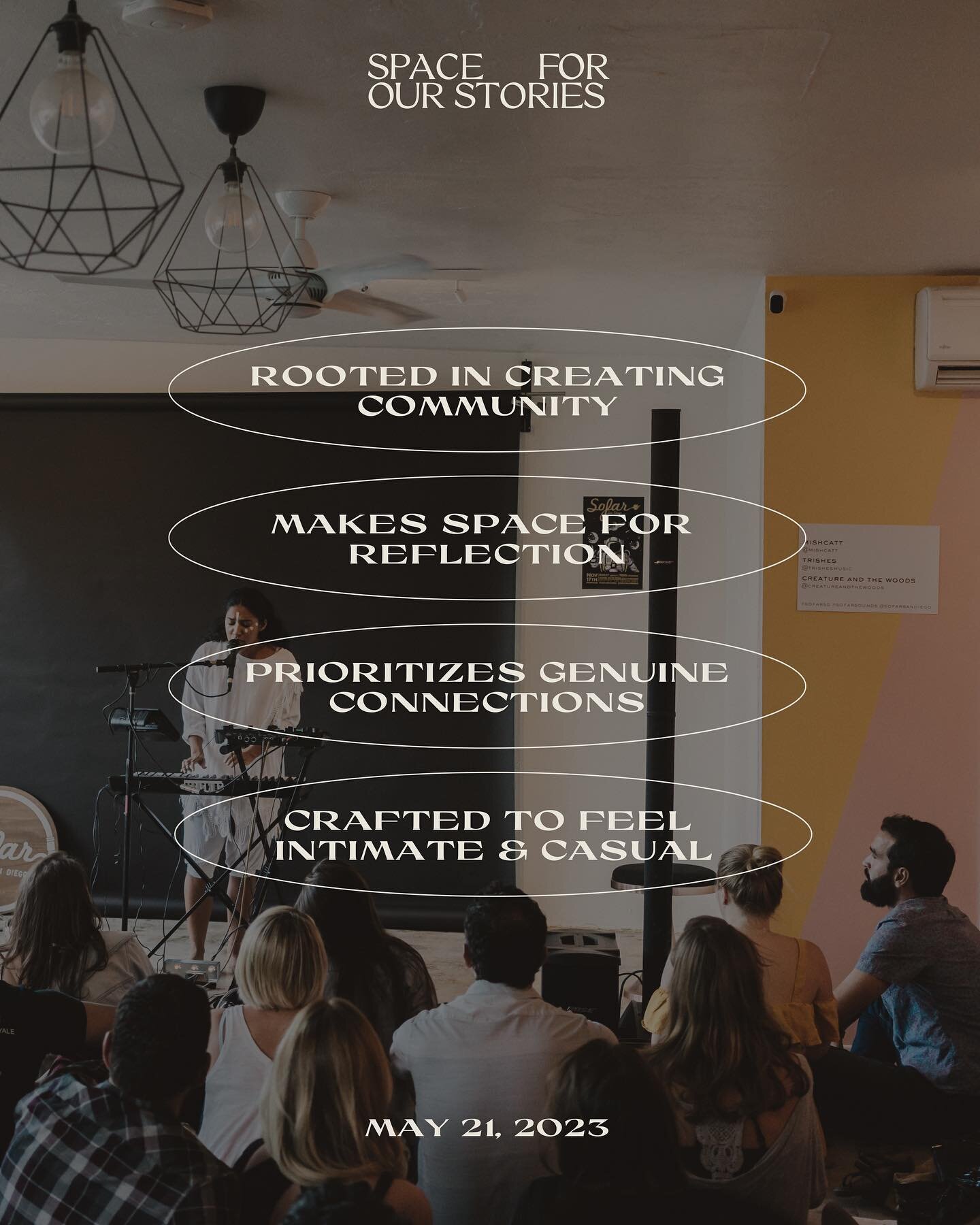 ✨ What to expect at our Space for Our Stories event? ✨

⁕ An IRL experience rooted in community 
⁕ Space for reflection and self-discovery
⁕ Prioritizing genuine connections &amp; soulful conversations
⁕ Designed to feel intimate and casual without a
