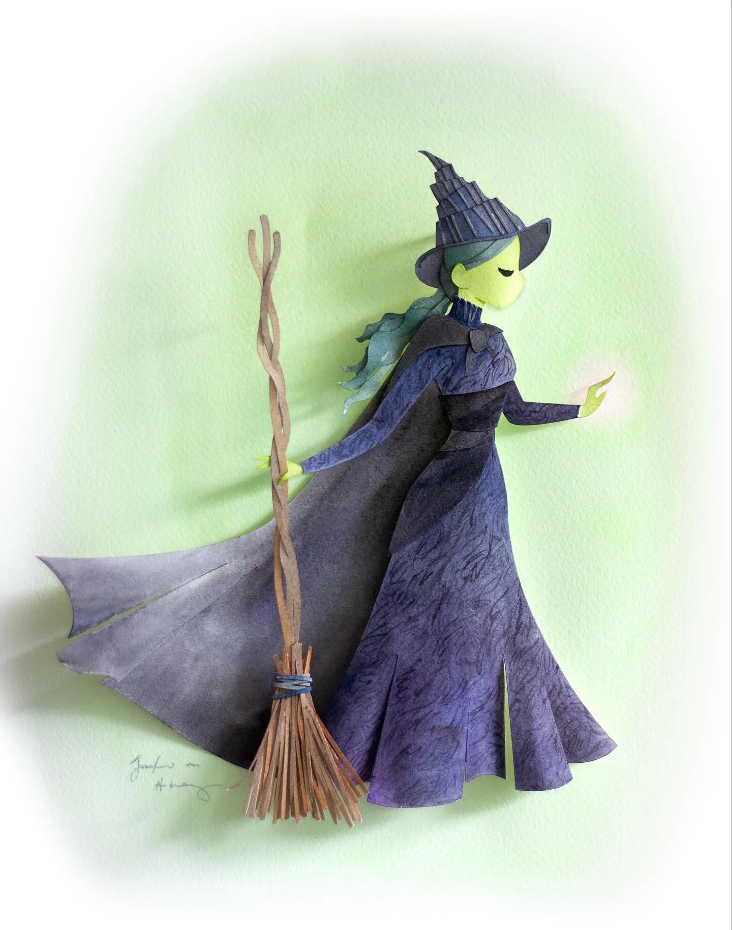 💚 &ldquo;It&rsquo;s time to try defying gravity.&rdquo; 💚
Excited to see the second half of @wickedmovie 🌙🖤 #DefyGravity #WickedArt #Paper Art