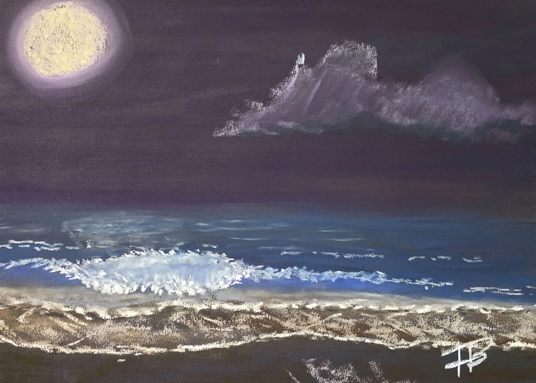 Moon Over Ocean 12 x16