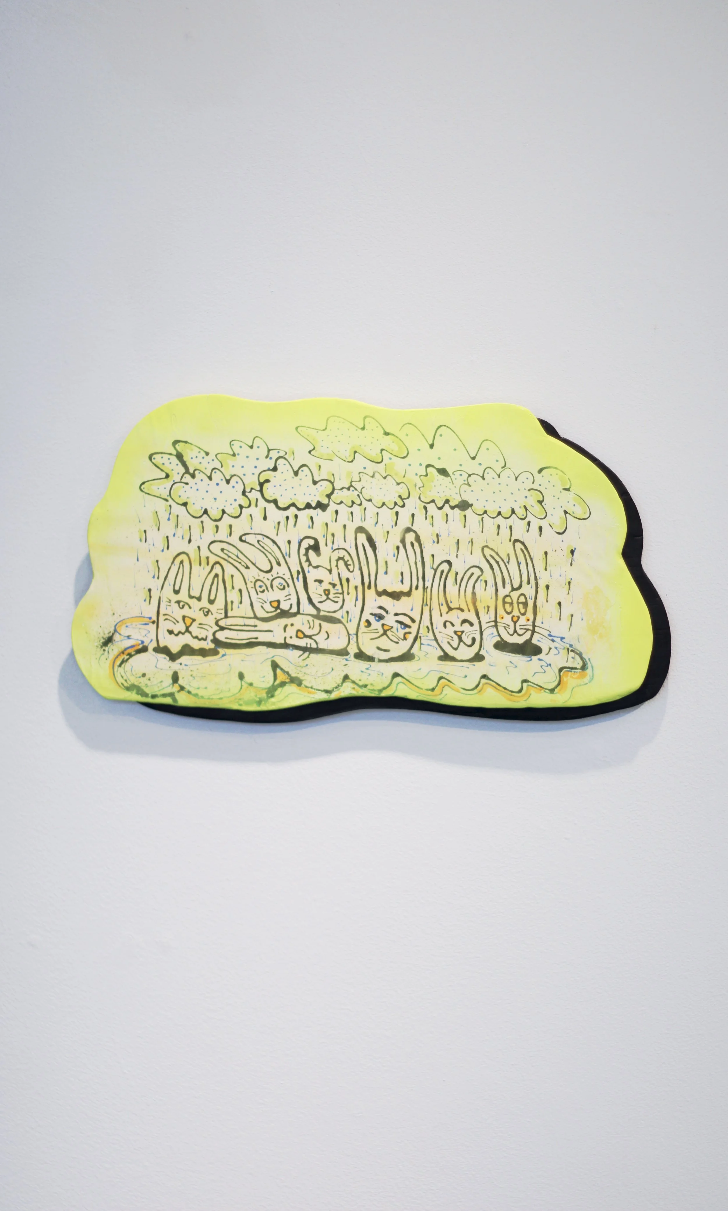 Chautauqua Rabbits - Ceramic, enamel, ply - 9 1/2" x 18" x 1"
