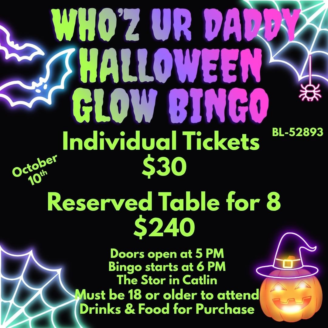 Who'z Your Daddy Halloween Glow Bingo