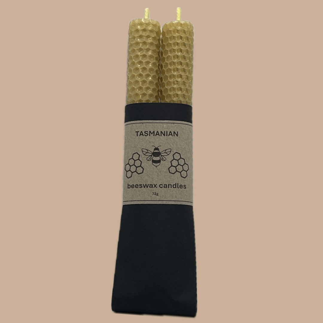 Tasmanian rolled beeswax candles pair (72g)