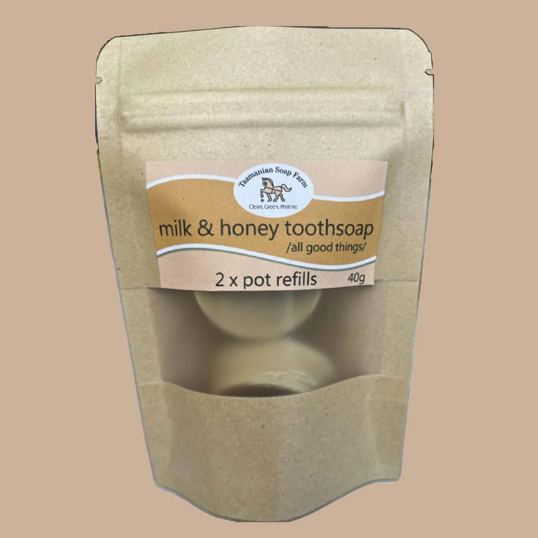 Tasmanian milk & honey toothsoap pot refills