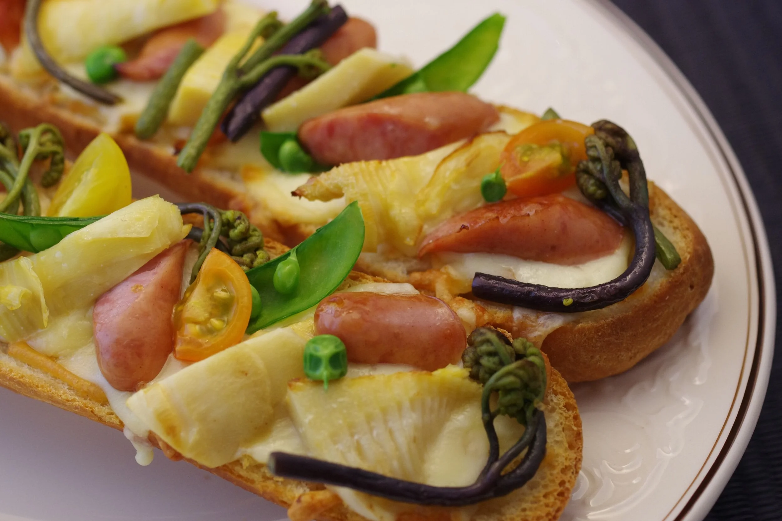 Takenoko baguette with Japanese spring herbs.