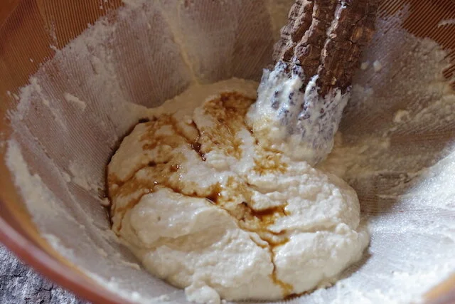 Put tofu on a plate and microwave for 90 seconds .Remove excess water and add tofu in the suribachi (Japanese mortor) or food prosector.                      Add ▪️soy sauce, ▪️salt, ▪️ sugar, and ▪️sesame                                          and combining all seasonings with tofu until it become a nice smooth paste
