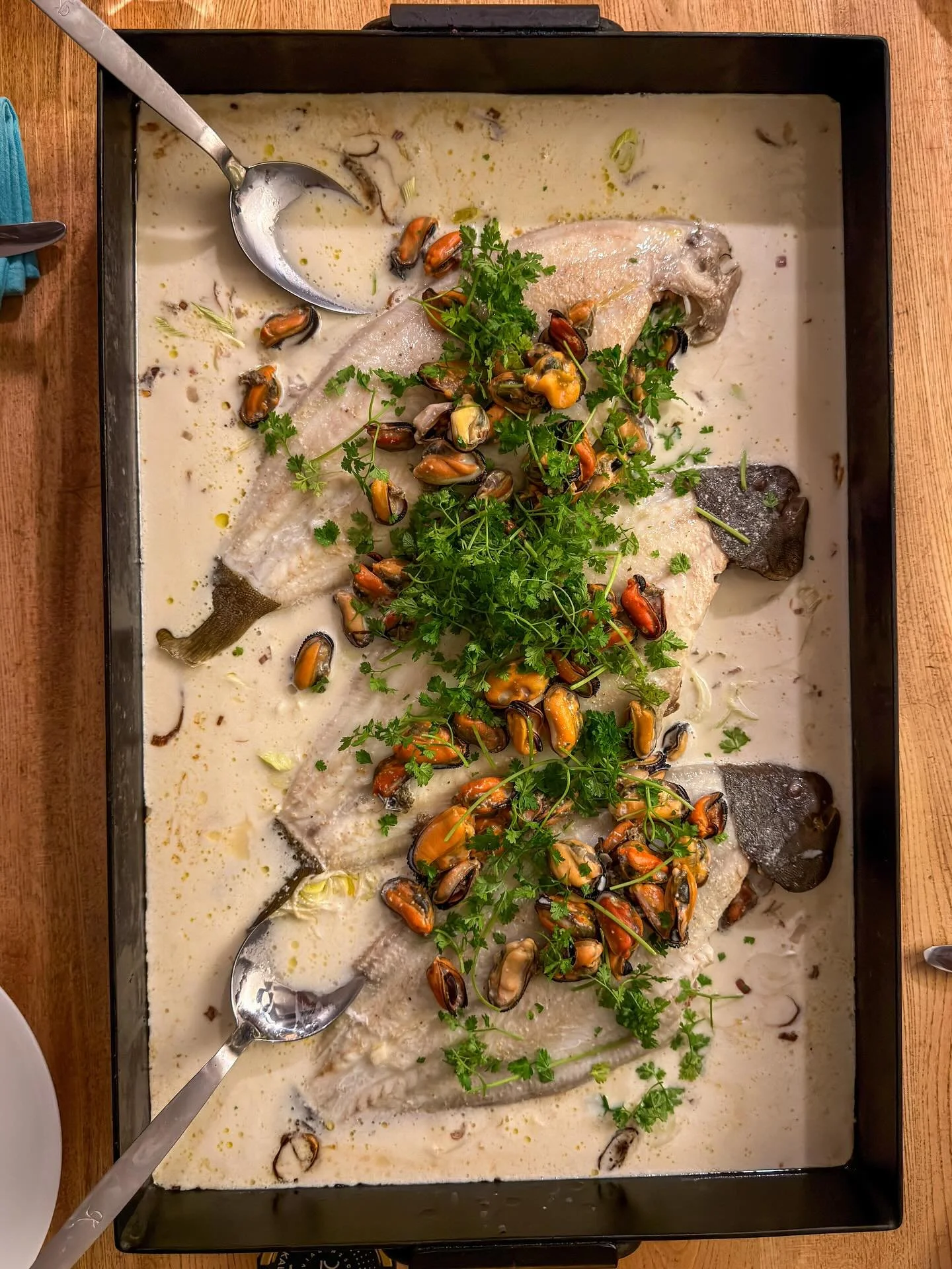 Dover sole with mussels. At a friend's place. Best chef in town! #ifyouknowyouknow