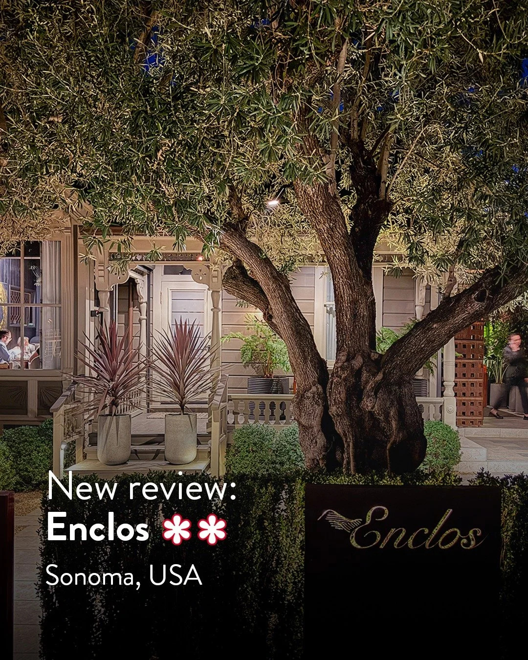 :

💥 New review on my blog:
🍽️ Enclos ⭐⭐
📍 Sonoma, CA 🇺🇸
👆 Read the full review now &mdash; link in bio!

In the picturesque wine town of Sonoma, &ldquo;Enclos&rdquo; received two Michelin stars in its very first year. East Coast-born chef Bria