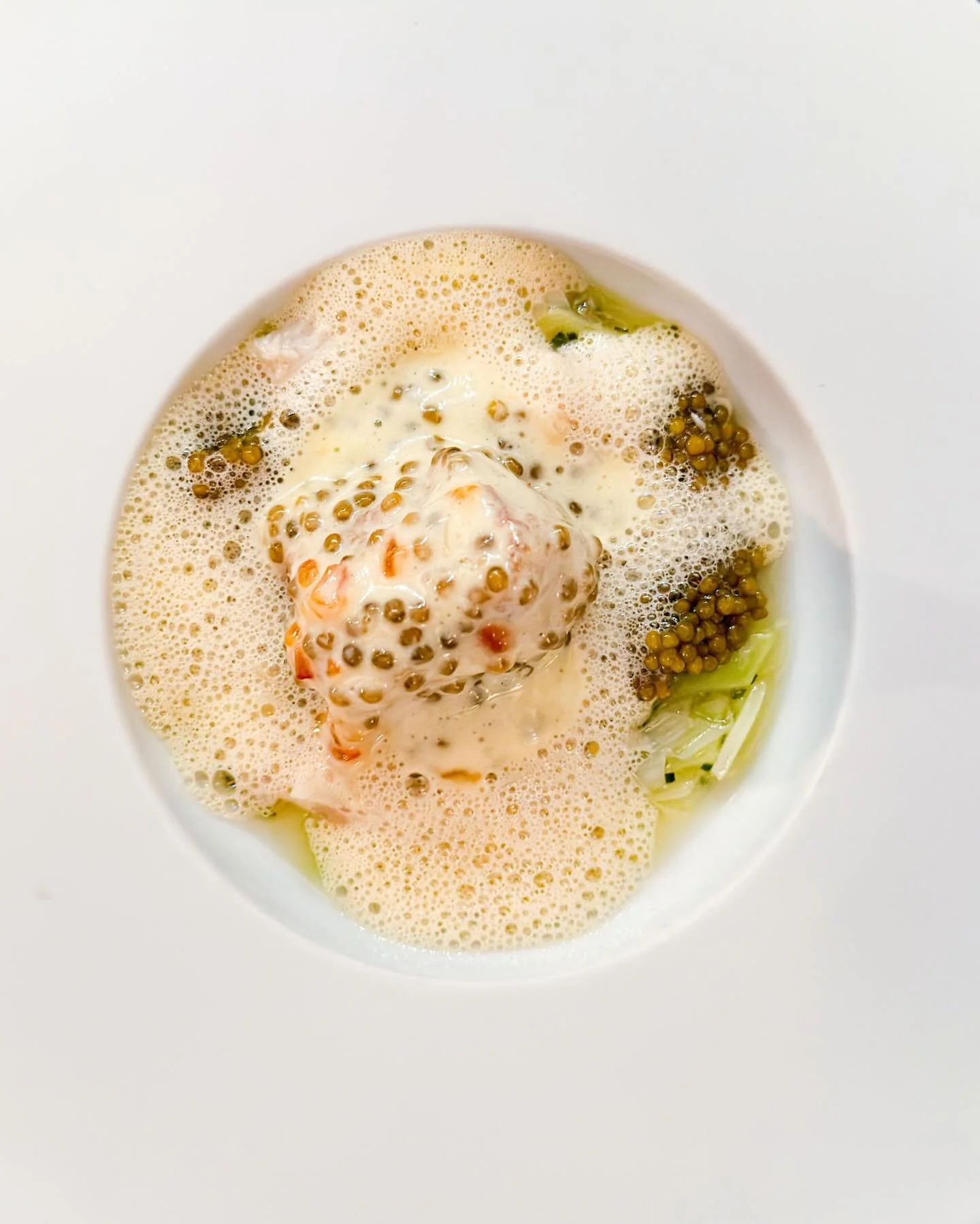 Sweetbreads, cauliflower puree, eel, vanilla, vermouth 🤯. Recently at Michelin-starred &quot;Tulus Lotrek&quot; in Berlin. 

&mdash; 
#tuluslotrek #maxstrohe #berlin #onemichelinstar 
.
.
#mystorywithmichelin #michelinplate #michelinfood #delicious 