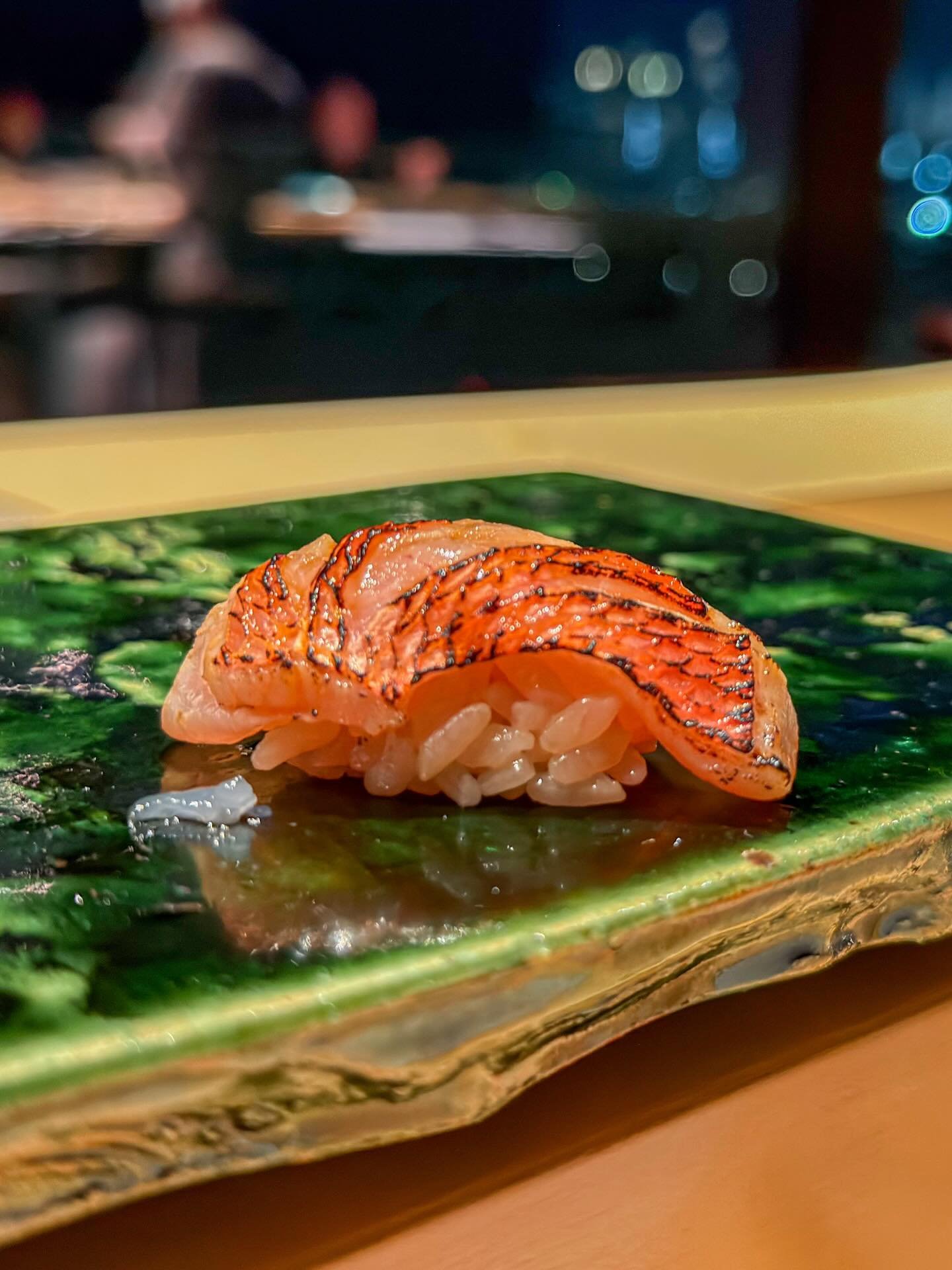 Nodoguro (Goldeneye snapper) nigiri. At Michelin-starred Japanese restaurant Hōseki at the Bvlgari Resort Dubai. 
&mdash; 
#nodoguro #bvlgarihotels #onemichelinstar #troisetoiles_dubai