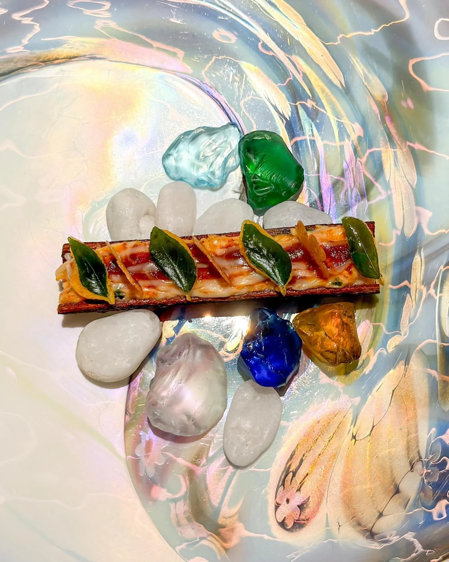 Ghee roast crab, burnt cinnamon, curry leaf crisp. At three-Michelin-starred Tr&egrave;sind Studio in Dubai. 
&mdash; 
#crab #tresindstudio #himanshusaini #threemichelinstar #troisetoiles_dubai @tresindstudio