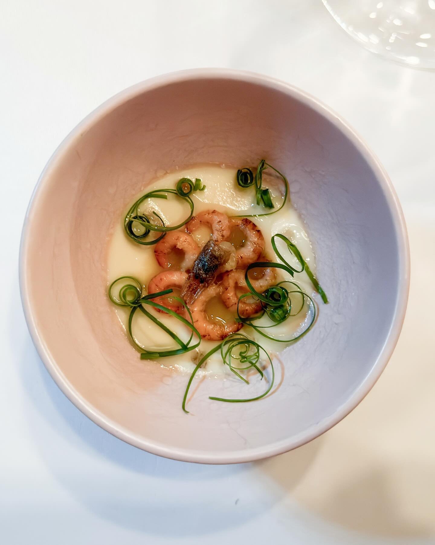 Chawanmushi, shrimp, smoked eel, yuzu kosho, uni. At Michelin-starred "h&aelig;bel" in Hamburg. 
&mdash; 
#chawanmushi #fabiohaebel #onemichelinstar #troisetoiles_hamburg