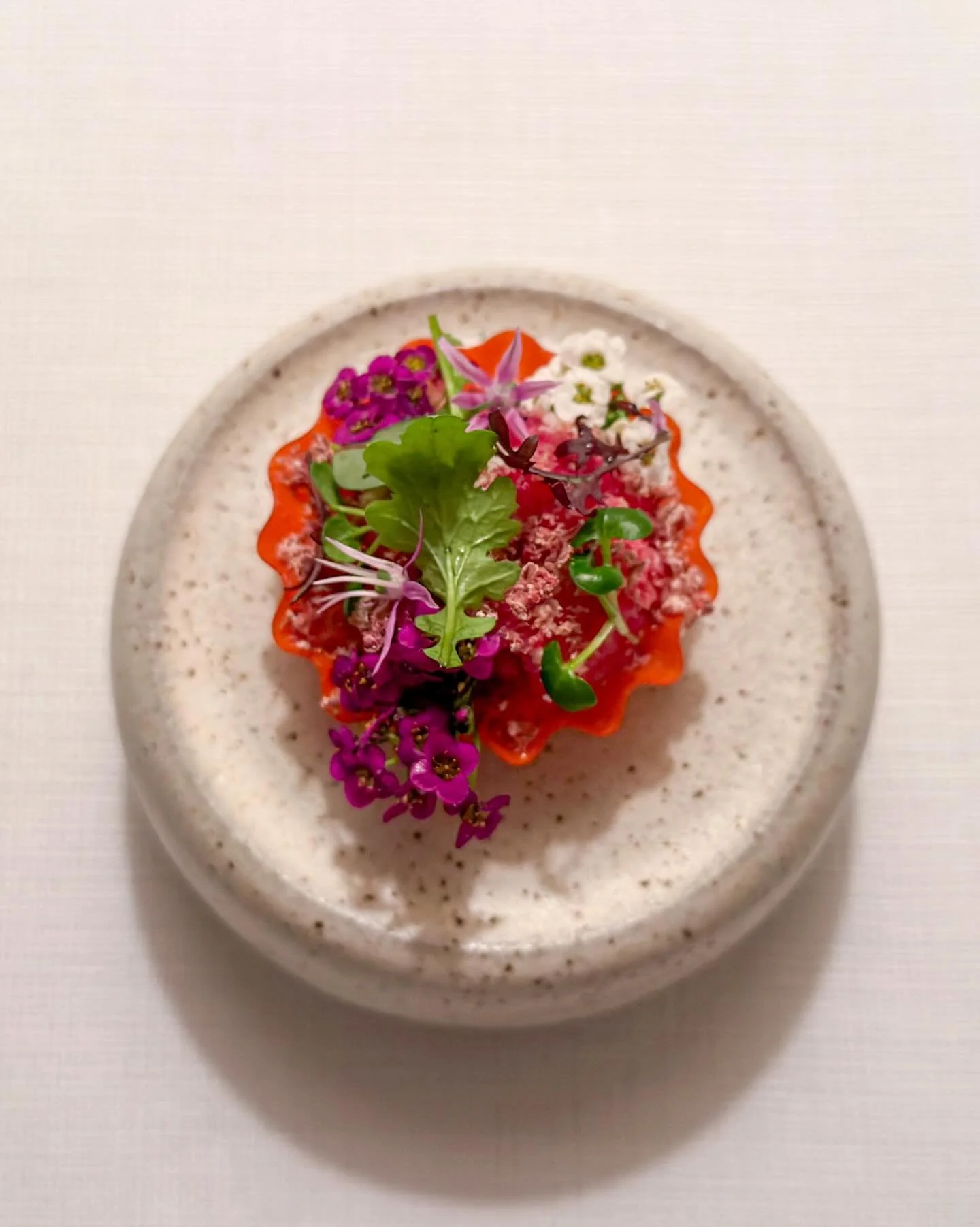 Carrot tartlet, aged Danish beef tartarte, ox heart. At two-Michelin-starred AOC in Copenhagen. 
&mdash; 
#aoccopenhagen #twomichelinstars #troisetoiles_cph