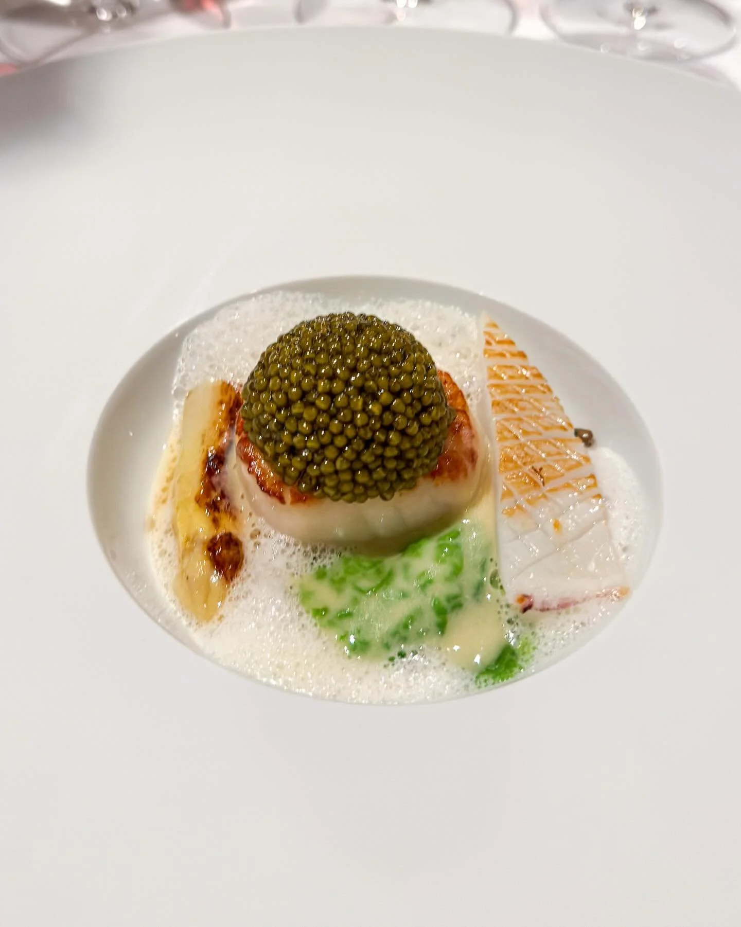 Maine scallop, Peruvian white asparagus, squid, morels, caviar. At two-Michelin-starred C&eacute;sar in New York. 
&mdash; 
#twomichelinstars #cesarramirez #troisetoiles_ny
