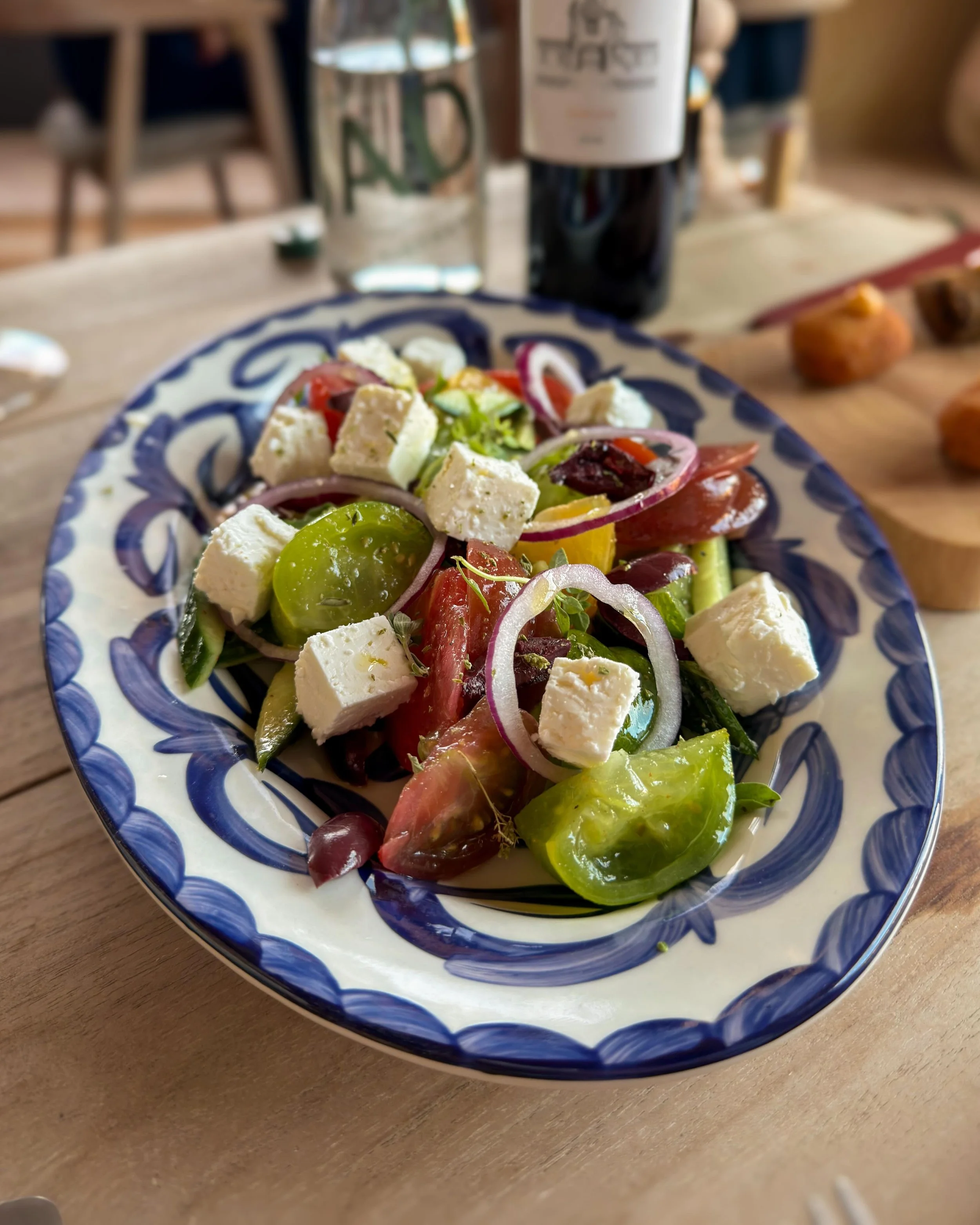 Greek salad. Seemingly simple, but execution is in the details. 

At restaurant "Nonna Bazaar" at newly opened @zannieriledebendor on l'&Icirc;le de Bendor in Bandol, France. 
&mdash; 
#provence #bandol @nonnabazaar @chateaurauzansegla