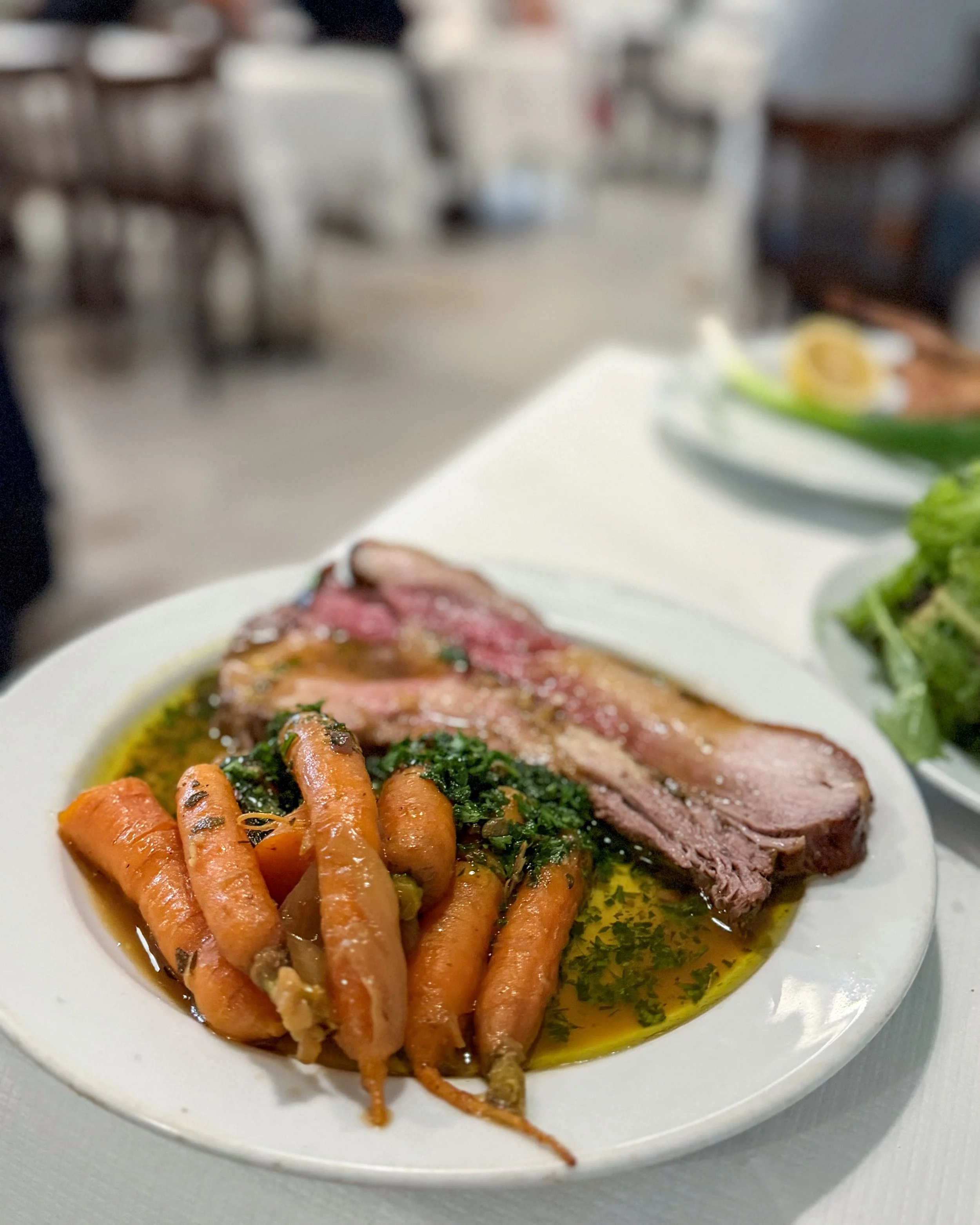 Roast Mangalitza, Carrots and Green Sauce.

📍 St. JOHN (Smithfield), London
⭐ Michelin

Excellent flavors, challenging texture.