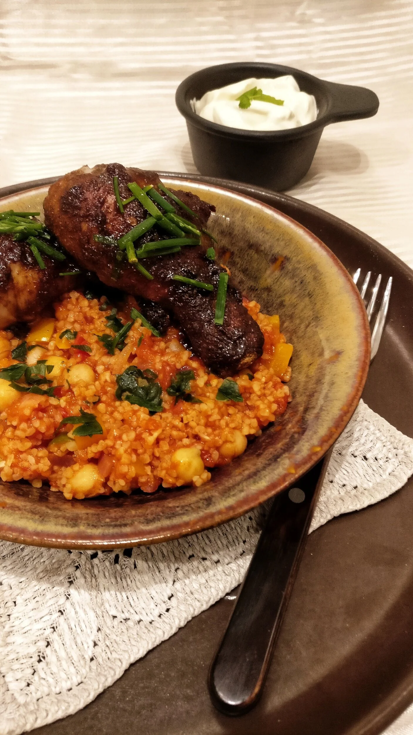 Turkisk bulgurpilaff med kikärtor och tomat