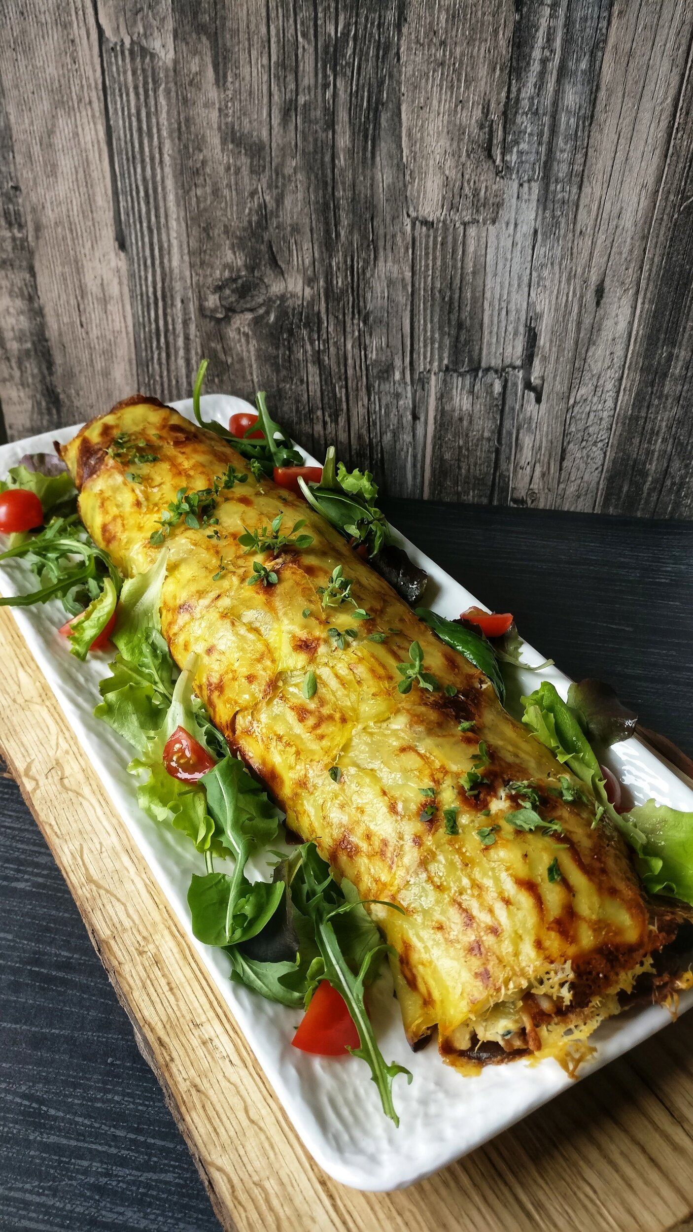 Potatistårta med viltfärs, spenat och 3 sorters ost 