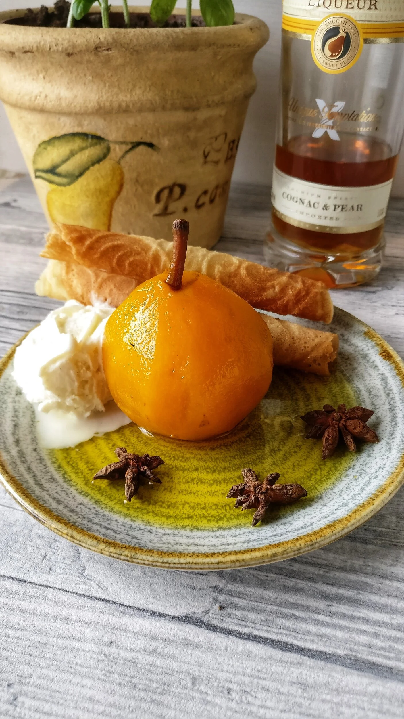 Saffranspäron i konjak  