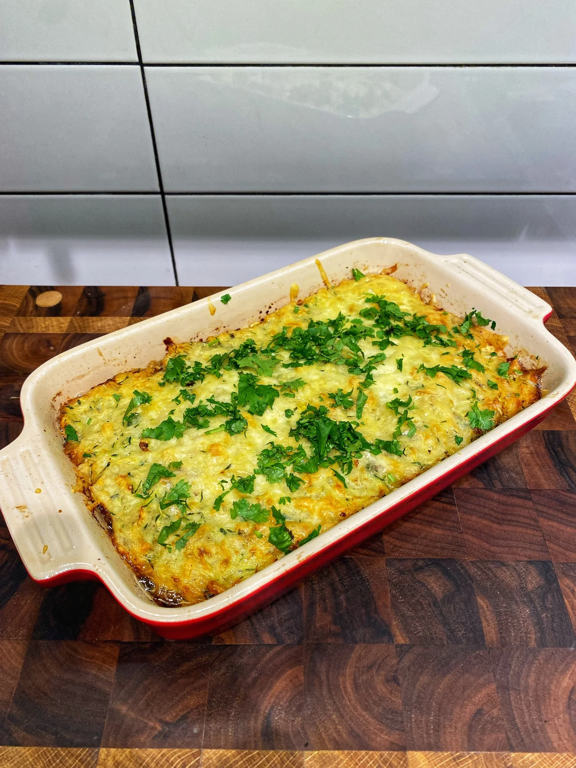 Zucchini och potatisgratäng med köttfärs  