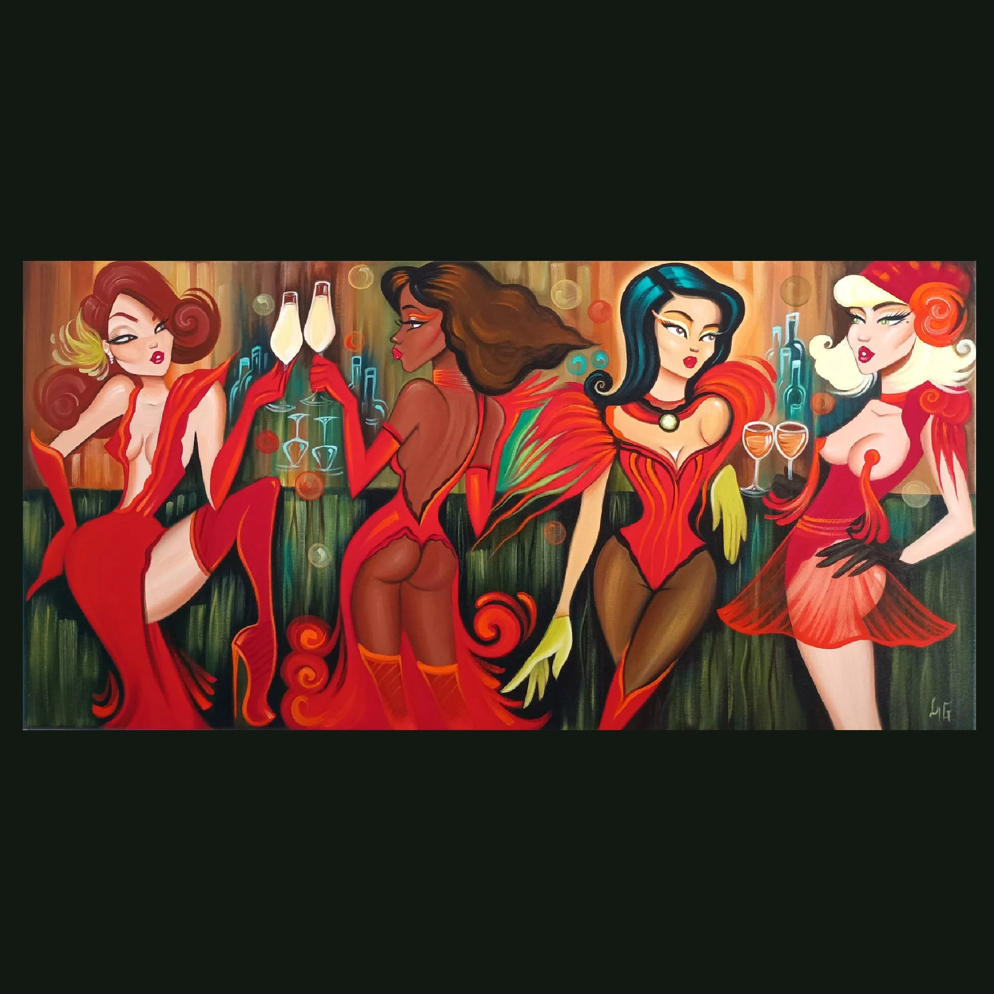 Red incantations 100x50cm
